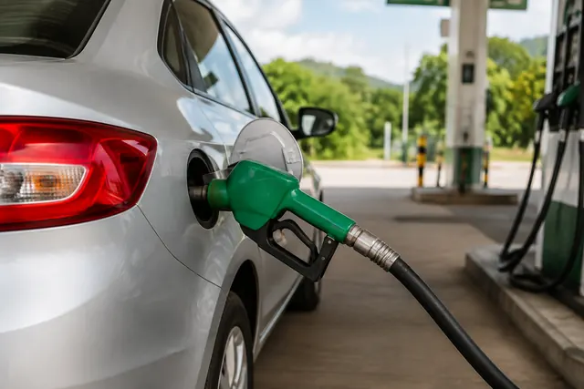 Carro sendo abastecido em um posto de combustível — imagem ilustrativa gerada por IA